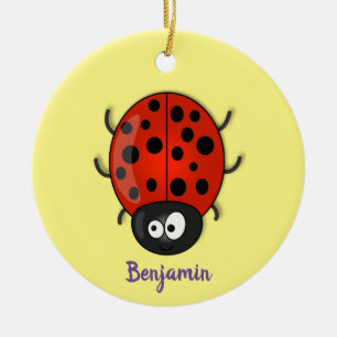 Décoration En Céramique Caricature de coccinelle rouge joyeux