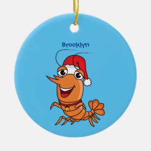Décoration En Céramique Caricature de crevettes de Noël joyeux