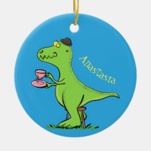Décoration En Céramique Caricature de dinosaure vert t rex