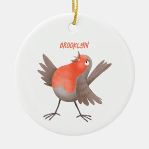 Décoration En Céramique Caricature d'oiseau rouge chantant mignon
