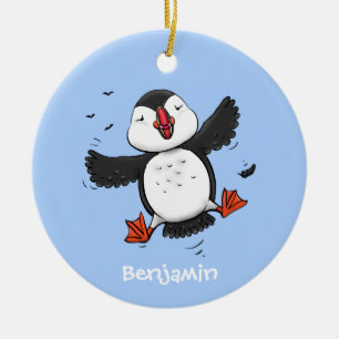 Décoration En Céramique Caricature en bleu bouffin joyeux