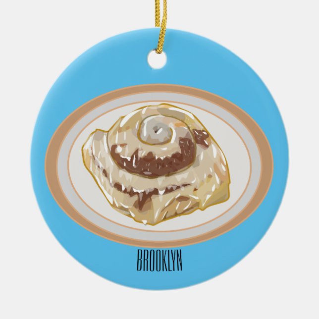Décoration En Céramique Caricature en rouleau de cannelle (Devant)