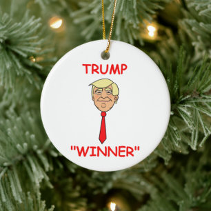 Décoration En Céramique Caricature Face Trump avec Cravate - "Gagnant"