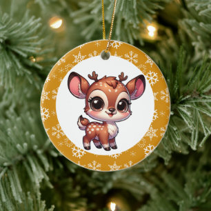 Décoration En Céramique Caricature personnalisée Chibi Reindeer Noël