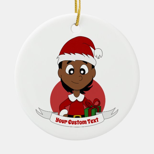 Décoration En Céramique Caricature personnalisée pour fille de Noël (Devant)