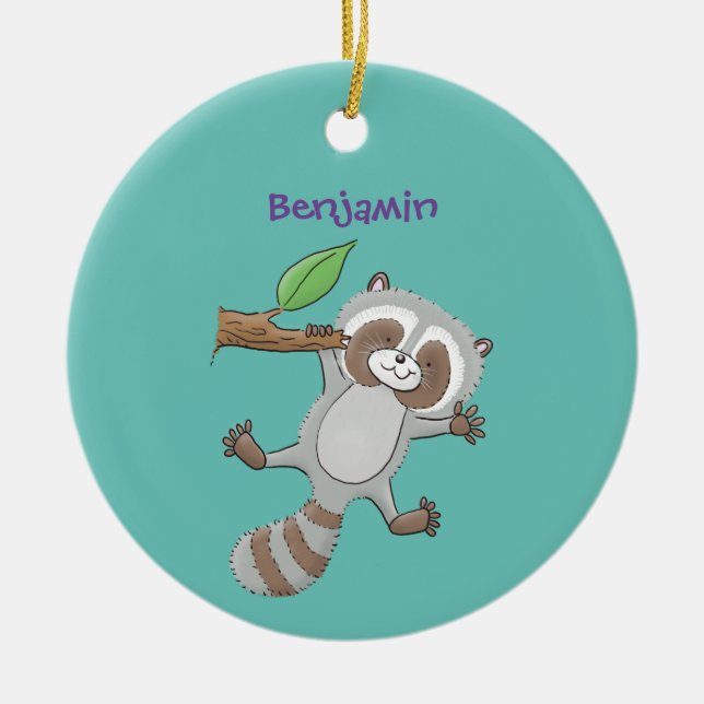 Décoration En Céramique Caricature pour bébé au raton laveur joyeux (Devant)