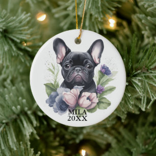 Décoration En Céramique Carlin français traditionnel noir Chien Aquarelle 
