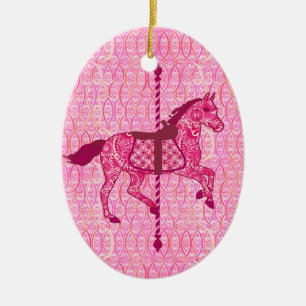 Décoration En Céramique Carousel Horse - Fuchsia Pink