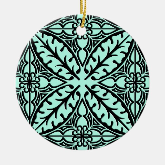 Décoration En Céramique Carreaux marocains - bleu aqua et noir (Devant)