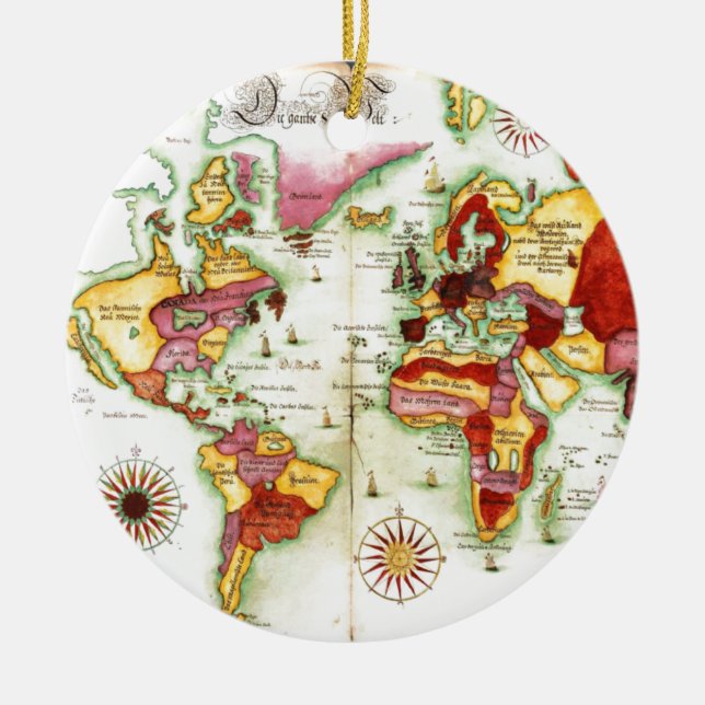 Décoration En Céramique Carte 1675 du monde (Devant)