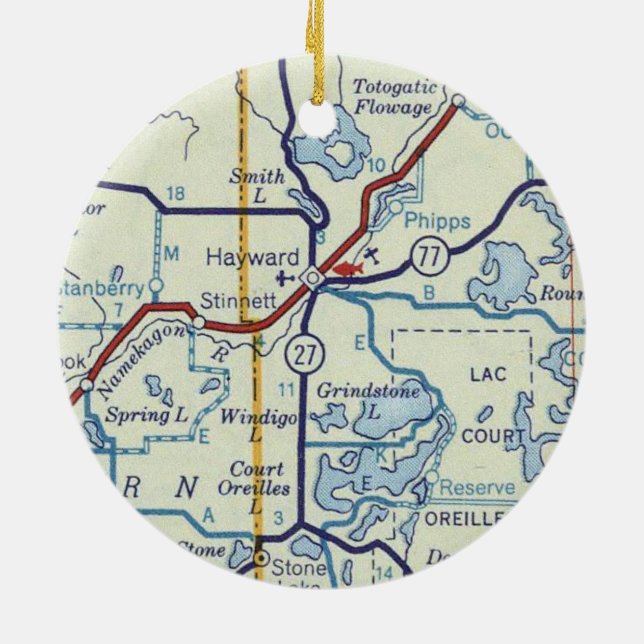 Décoration En Céramique Carte ancienne Hayward WI (Dos)