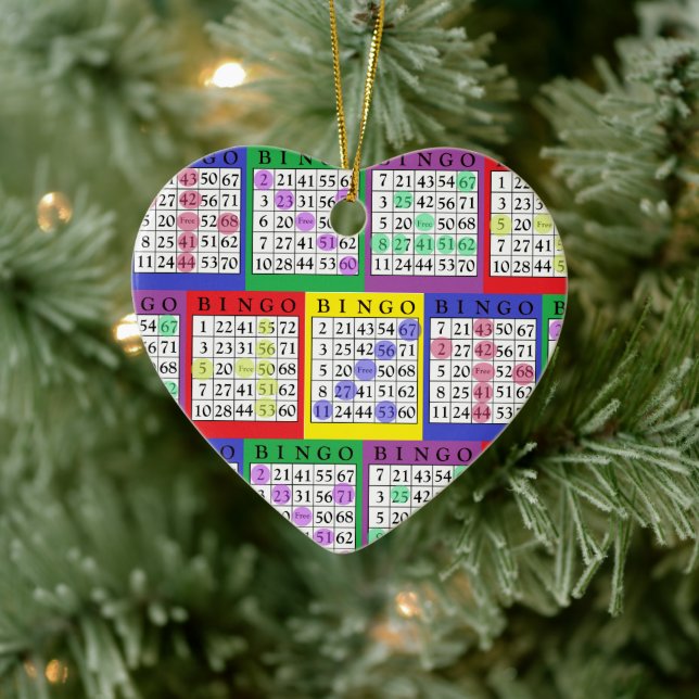 Décoration En Céramique Carte BINGO | Noël cadeau de BINGO Lover (Arbre)