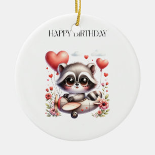 Décoration En Céramique Carte d'anniversaire de pilote raton laveur