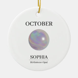 Décoration En Céramique Carte d'anniversaire personnalisée Opale d'Octobre