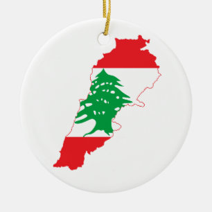 Décoration En Céramique Carte de drapeau du Liban