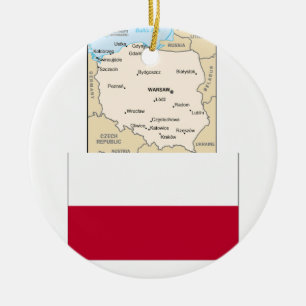 DÉCORATION EN CÉRAMIQUE CARTE DE LA POLOGNE, DRAPEAU POLONAIS
