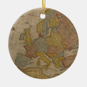 Décoration En Céramique Carte de l'Europe 1700