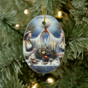 Décoration En Céramique Carte de vacances plate de célébration de Yule enc