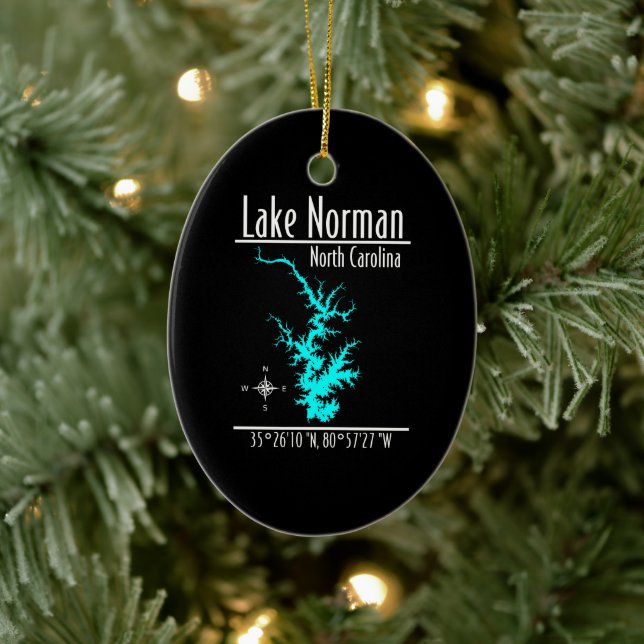 Décoration En Céramique Carte des coordonnées du lac Norman en Caroline du (Arbre)