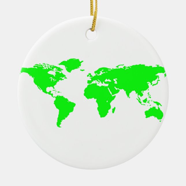 Décoration En Céramique Carte du monde blanc vert (Devant)