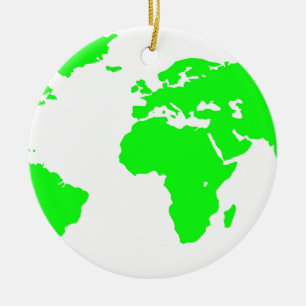 Décoration En Céramique Carte du monde blanc vert
