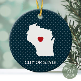 Décoration En Céramique Carte du Wisconsin Accueil État Amour Personnalisé