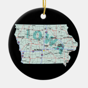 Décoration En Céramique Carte d'un état à un autre de l'Iowa