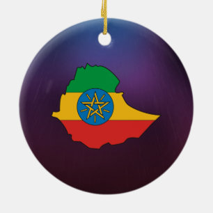 Décoration En Céramique Carte fraîche de drapeau de l'Ethiopie