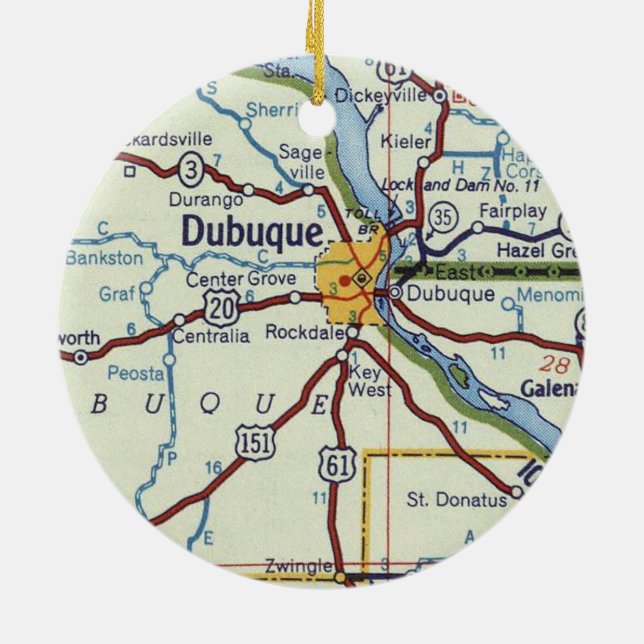 Décoration En Céramique Carte IA Dubuque (Dos)