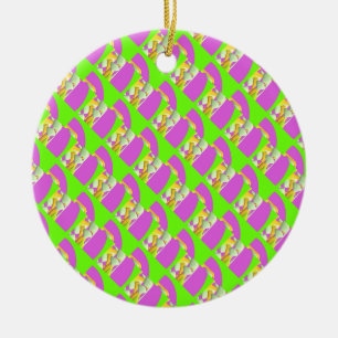 Décoration En Céramique Carte Lime Green et violet clair motif