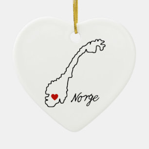 Décoration En Céramique Carte minimaliste de Norvège Cadeau de fiançaill