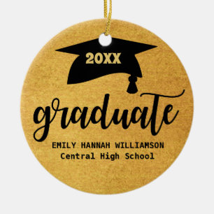 Décoration En Céramique Carte Mortier de graduation d'or personnalisée