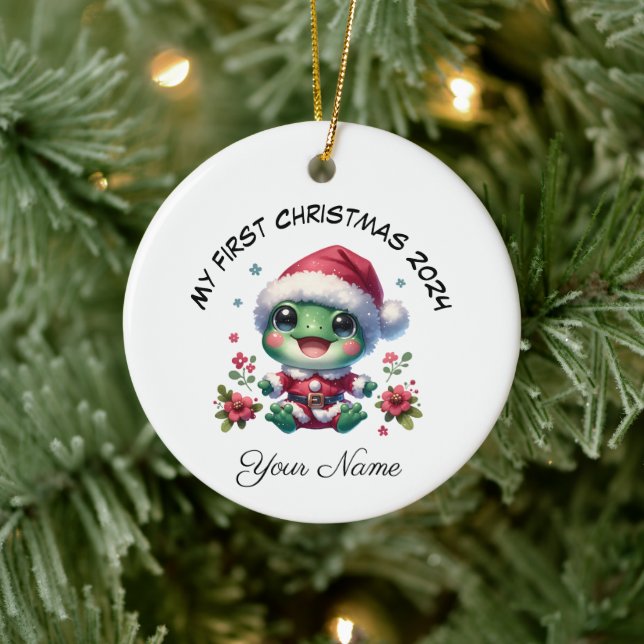 Décoration En Céramique Carte Père Noël Frog Premier Noël (Arbre)