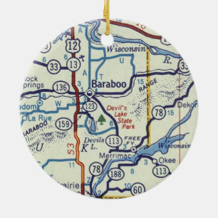 Décoration En Céramique Carte Vintage Baraboo WI