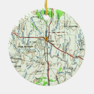 Décoration En Céramique Carte Vintage Bronte TX