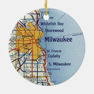 Décoration En Céramique Carte Vintage de Milwaukee