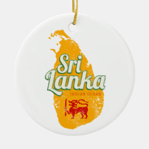Décoration En Céramique Carte vintage de Sri Lanka Souvenir d'île de vacan