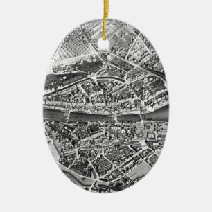 Décoration En Céramique Carte vintage de Zurich Suisse (1850)