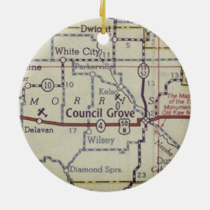 Décoration En Céramique Carte Vintage du conseil de Grove Kansas