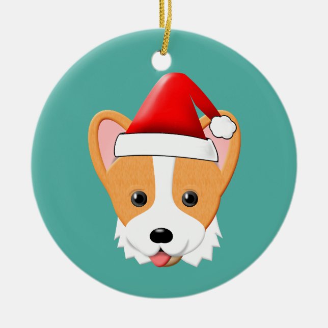Décoration En Céramique Cartographie Corgi Noël Santa Hat (Devant)