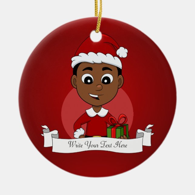 Décoration En Céramique Carton Cute African American Christmas boy (Devant)