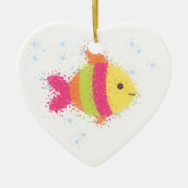 Décoration En Céramique Carton de poisson mignon (Devant)