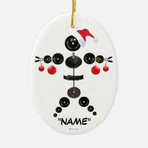 Décoration En Céramique Cartoon de levage du poids de Noël