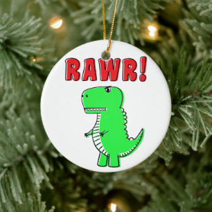 Décoration En Céramique Cartoon T-Rex Dinosaur Vert Mignonne Et En Colère