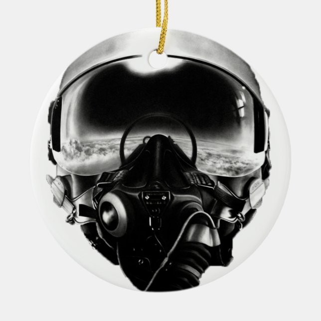 Décoration En Céramique Casque de pilote de combat (Devant)