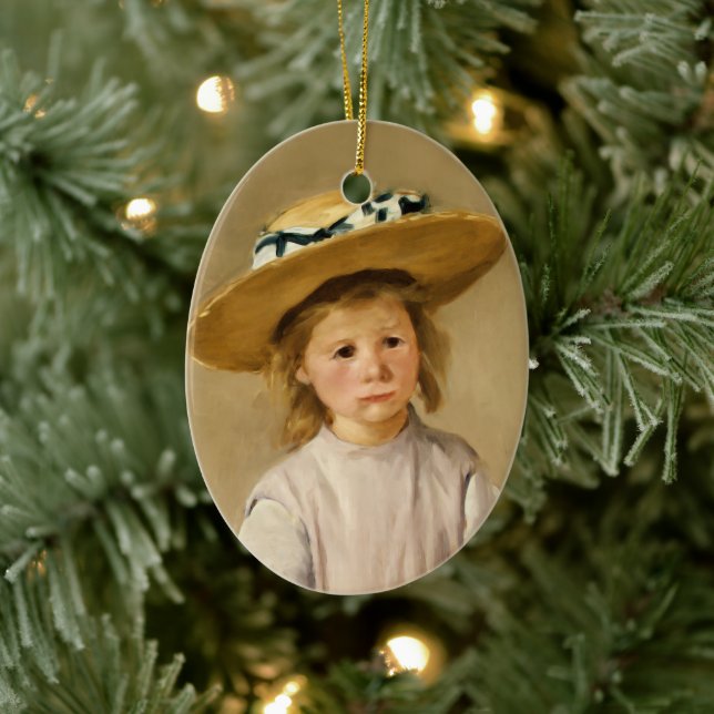 Décoration En Céramique Cassatt Enfant au Chapeau de Paille (Arbre)
