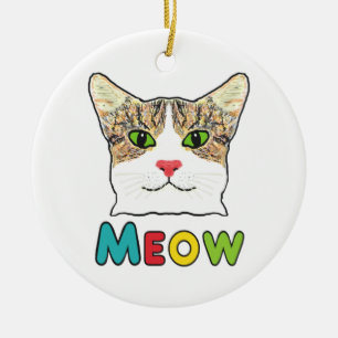 Décoration En Céramique Cat Face Meow