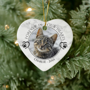 Décoration En Céramique Cat Memorial Forever dans nos coeurs Photo Marble