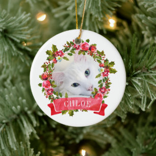 Décoration En Céramique Cat Photo Watercolor Wreath