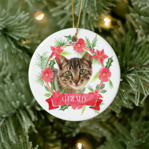 Décoration En Céramique Cat Photo Watercolor Wreath